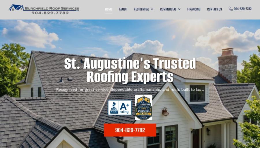 Burchfield Roofing Services website homepage preview