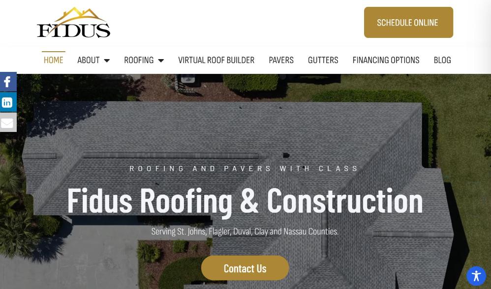 Fidus Roofing and Construction website homepage preview